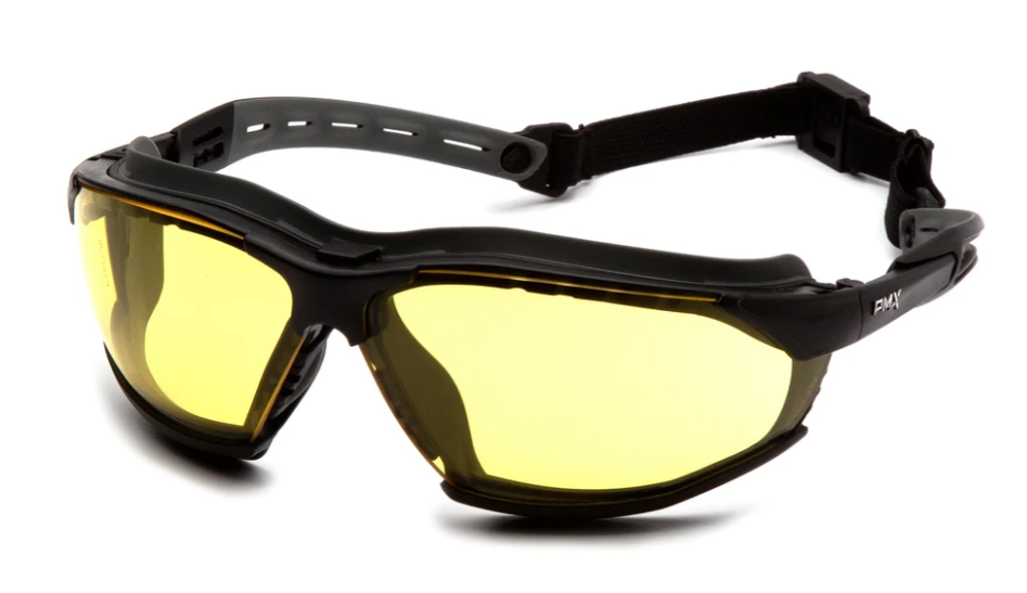Pyramex GB9430STM Isotope Safety Glasses W/Rubber Gasket, H2Max Anti-Fog, Amber Lens