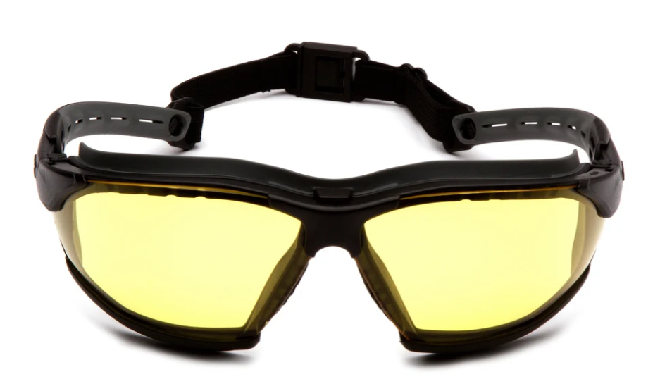 Pyramex GB9430STM Isotope Safety Glasses W/Rubber Gasket, H2Max Anti-Fog, Amber Lens
