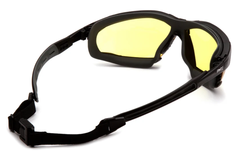 Pyramex GB9430STM Isotope Safety Glasses W/Rubber Gasket, H2Max Anti-Fog, Amber Lens
