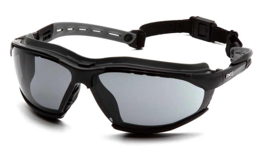 Pyramex GB9420STM Isotope Safety Glasses W/Rubber Gasket, H2Max Anti-Fog, Gray Lens