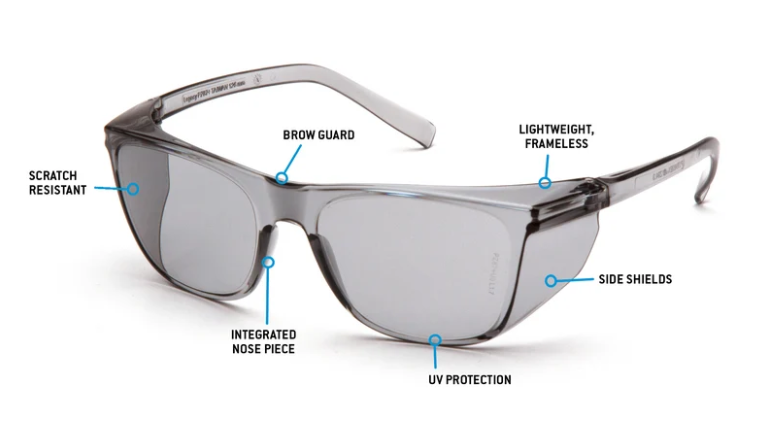 Pyramex S10925STM Legacy Safety Glasses W/Side Sheilds, H2Max Anti-Fog, Light Gray Lens