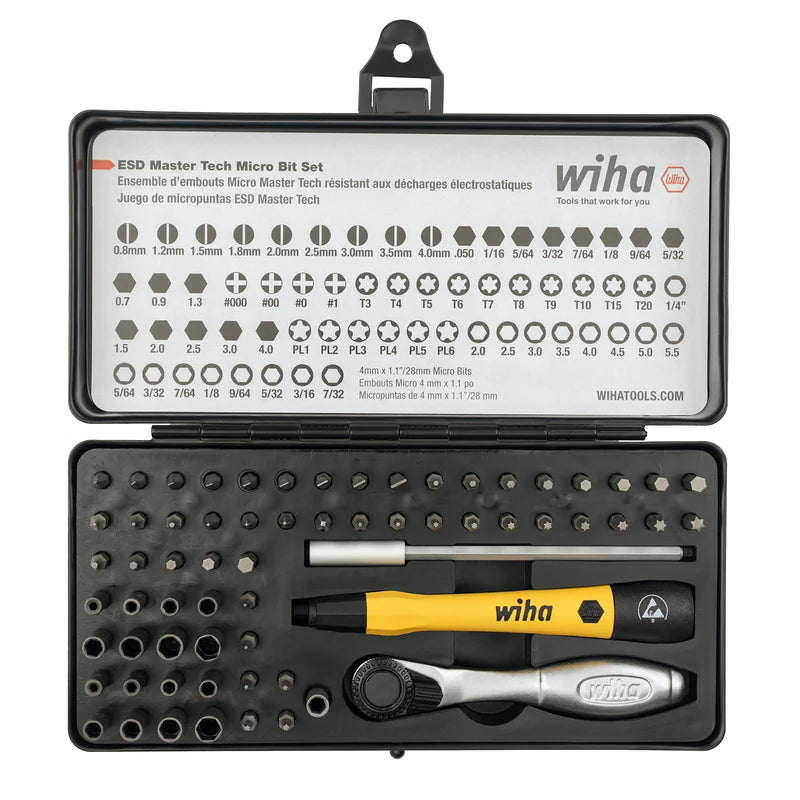 WIHA Micro Bit Esd Ratchet Set 65 Pc