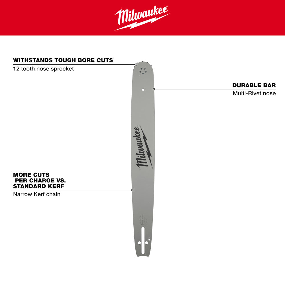 MILWAUKEE 49-16-2755 20 Inches .325 Inches Pitch, .050 Inches Gauge Guide Bar