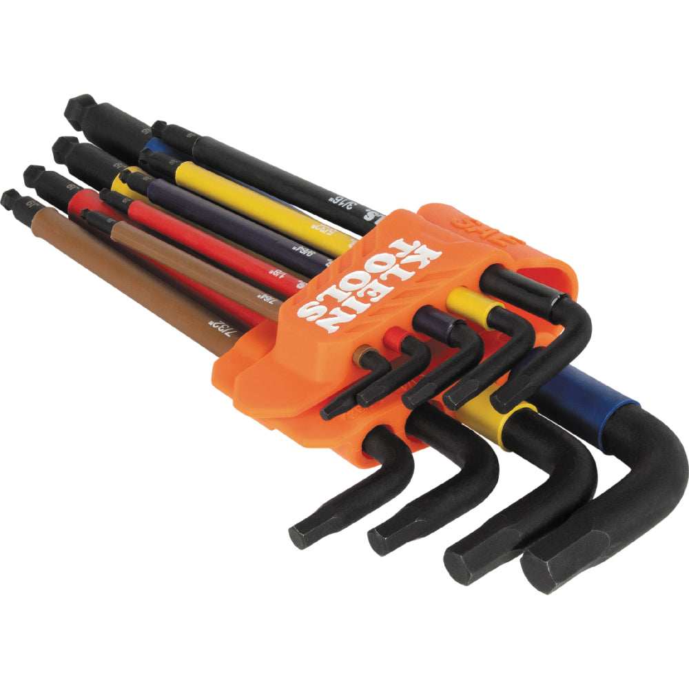 Klein BLS9 Ex-Long L Style Hex Key Caddy Set SAE 9-Piece