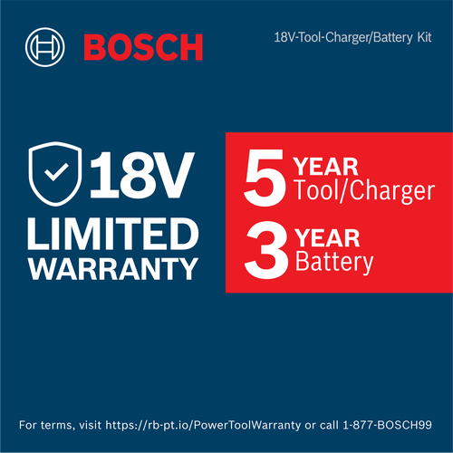 Bosch 18V tool battery and charger warranty