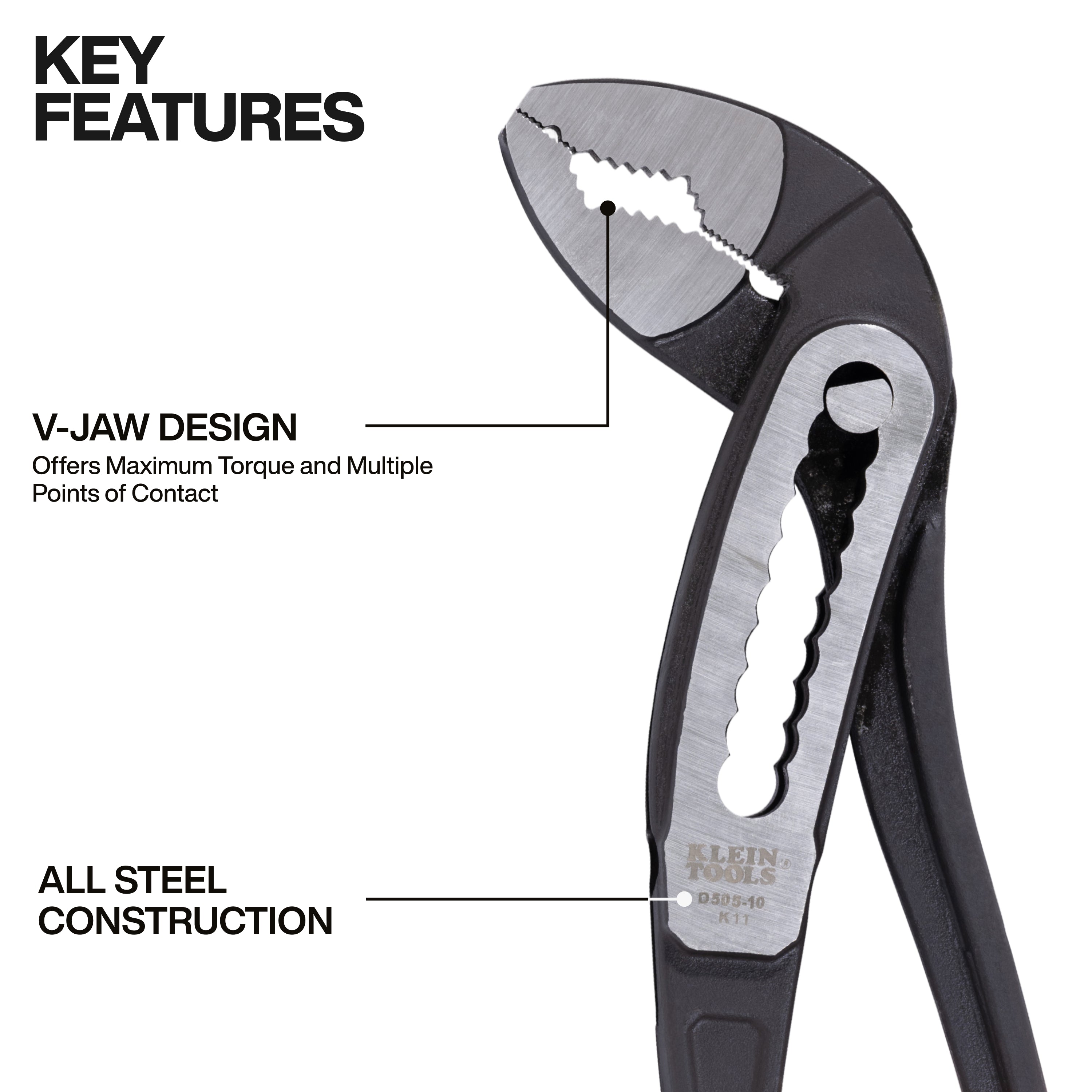 Klein D50510 Classic Klaw Pump Pliers 10 in.