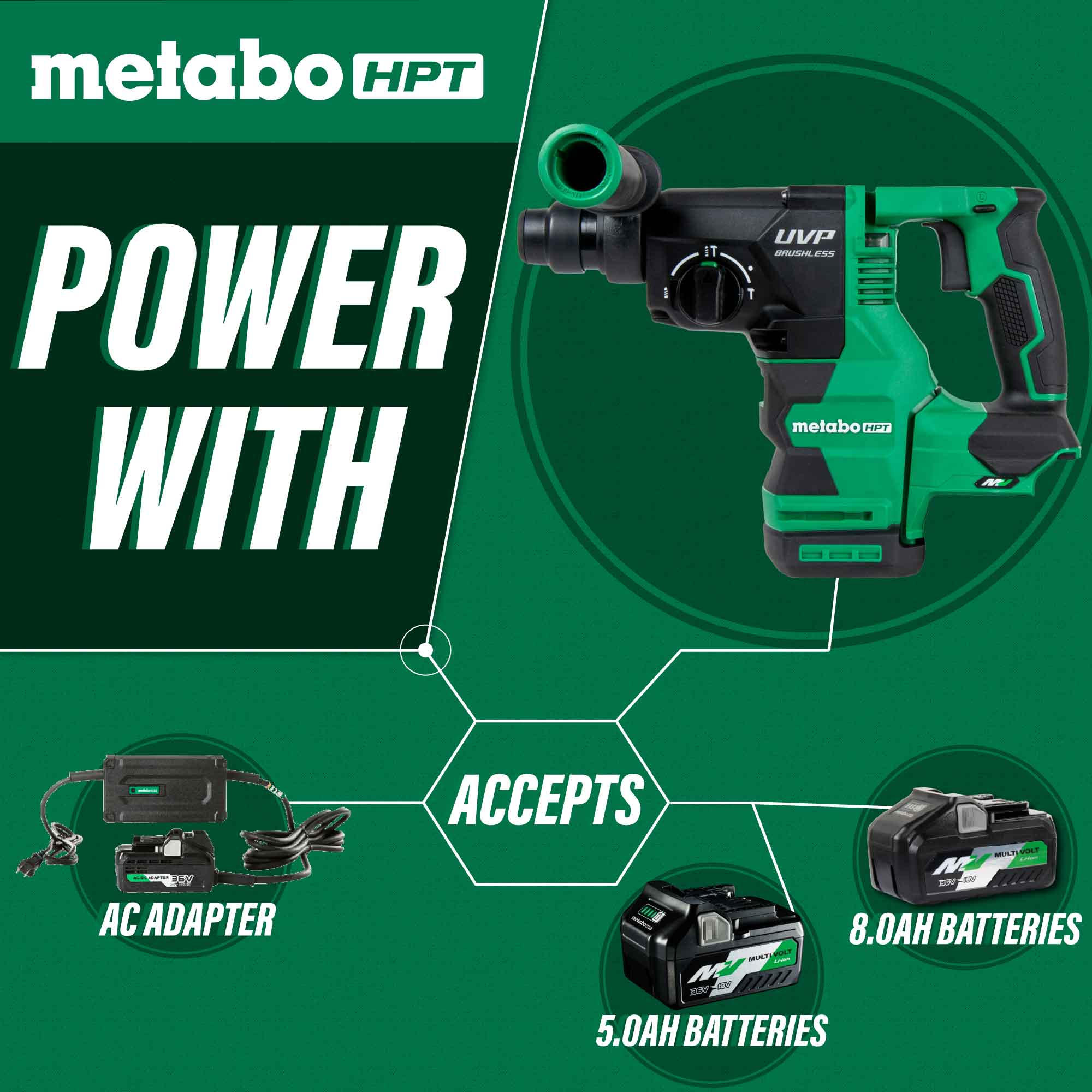 Metabo-HPT DH3628DAQ4M 36V MultiVolt SDS Plus Rotary Hammer (Tool Only)