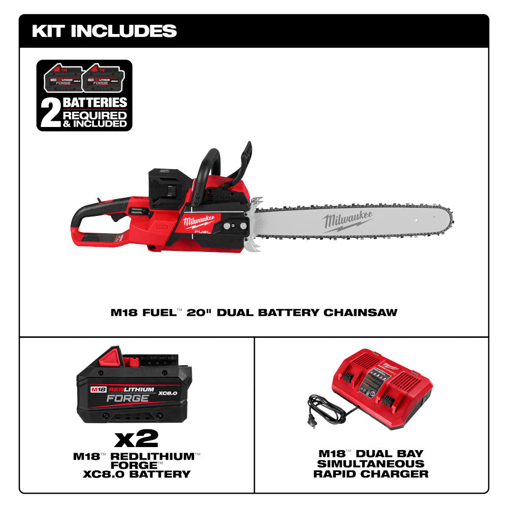 MILWAUKEE  2827-22 M18 FUEL™ 20 in. Dual Battery Chainsaw Kit