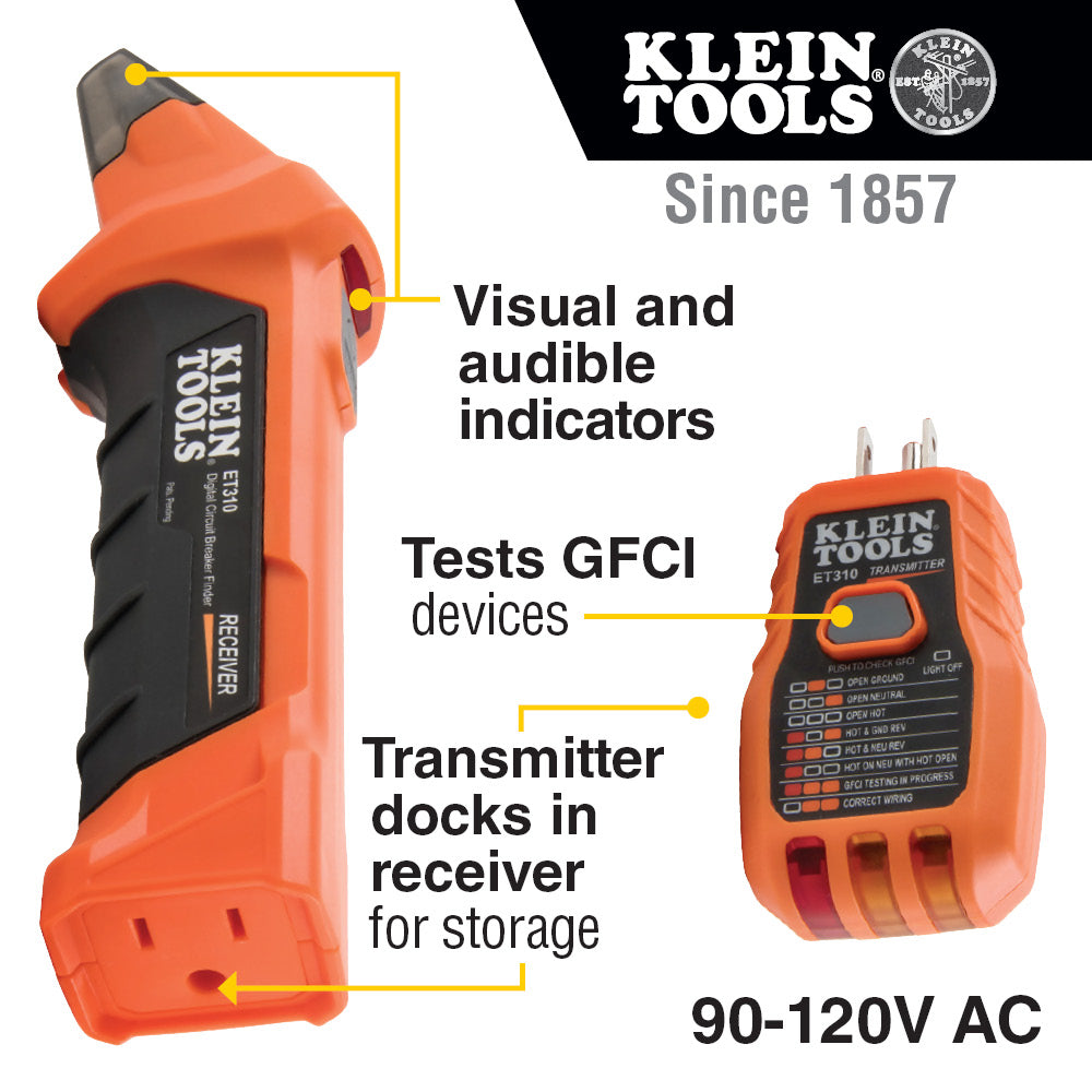 Klein ET310 Digital Circuit Breaker Finder w/GFCI Tester