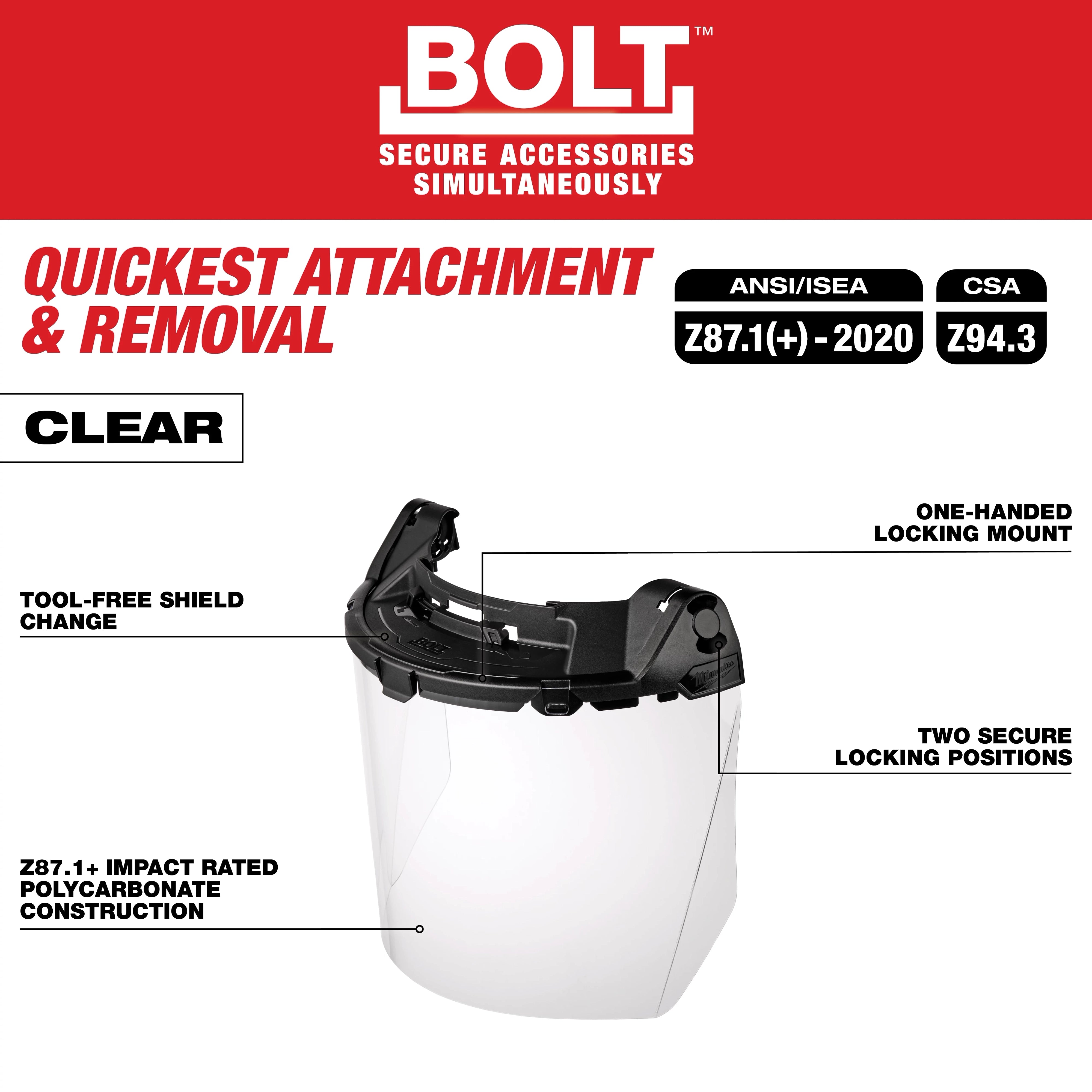 Milwaukee Bolt 48-73-1460 Task Full Face Shield
