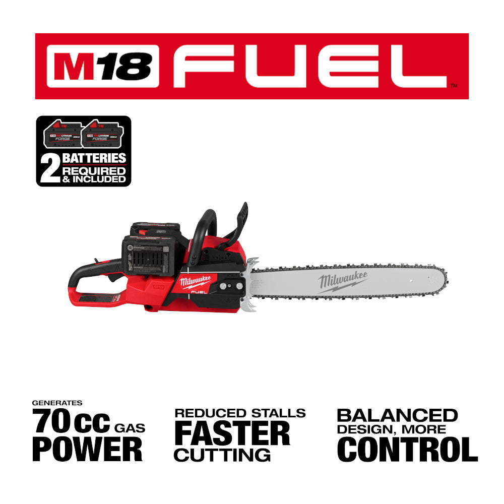 MILWAUKEE  2827-22 M18 FUEL™ 20 in. Dual Battery Chainsaw Kit