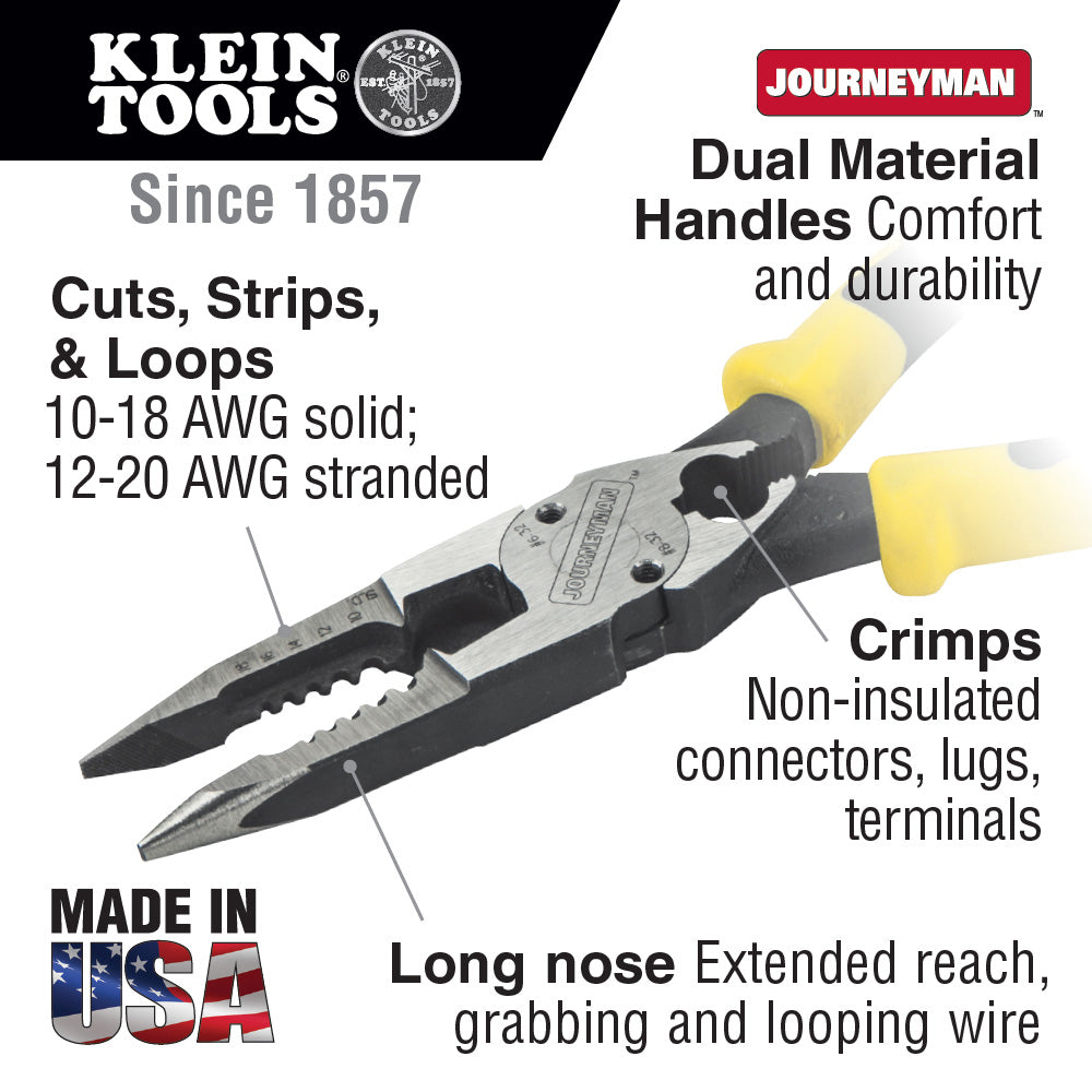 Klein J207-8CR Needle Nose Pliers w/Crimper 8.5 in.