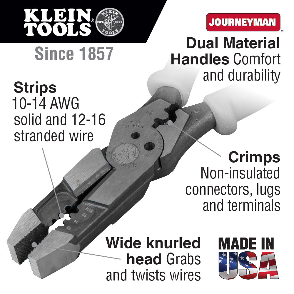 Klein J215-8CR Hybrid Pliers w/Crimper & Wire Stripper