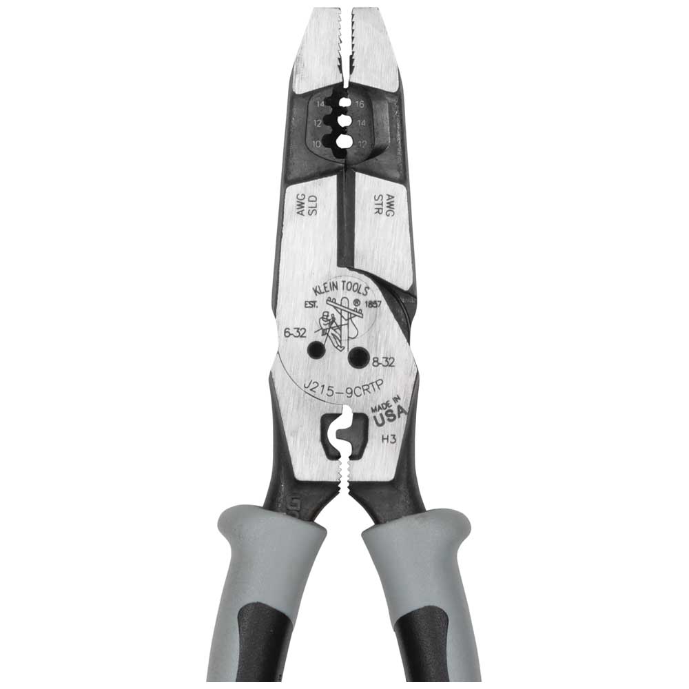 Klein J2159CRTP Hybrid Pliers w/Crimper Fish Tape Puller & Wire Stripper
