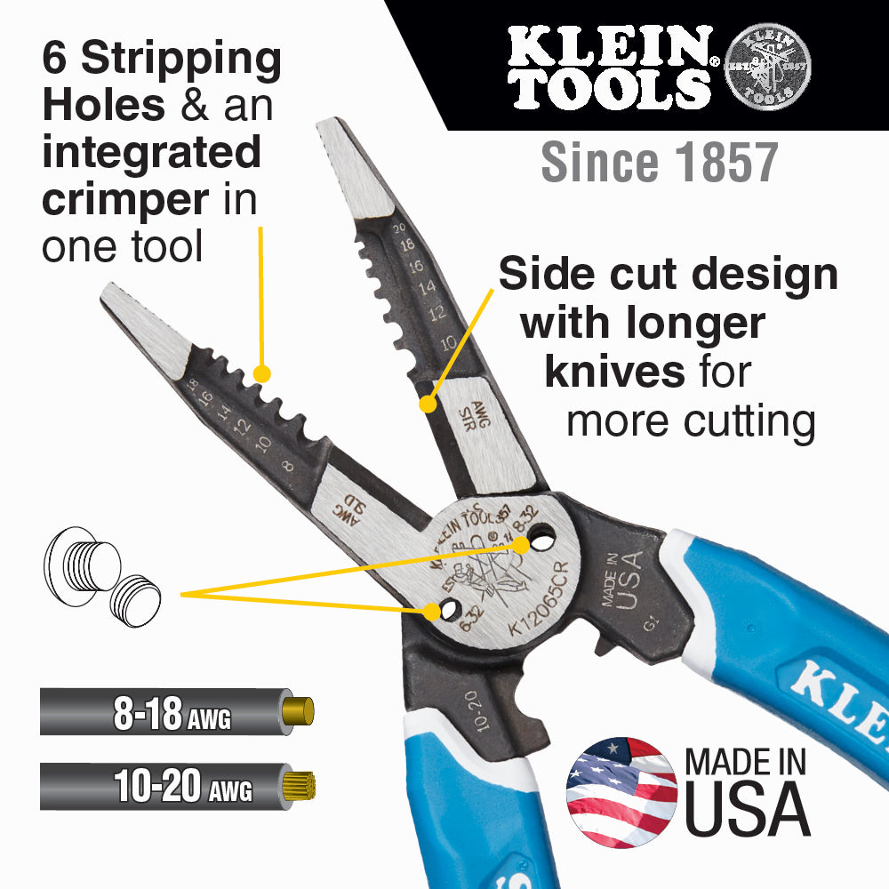 Klein K12065CR Kurve Wire Stripper/Cutter/Crimper 8-20 Awg
