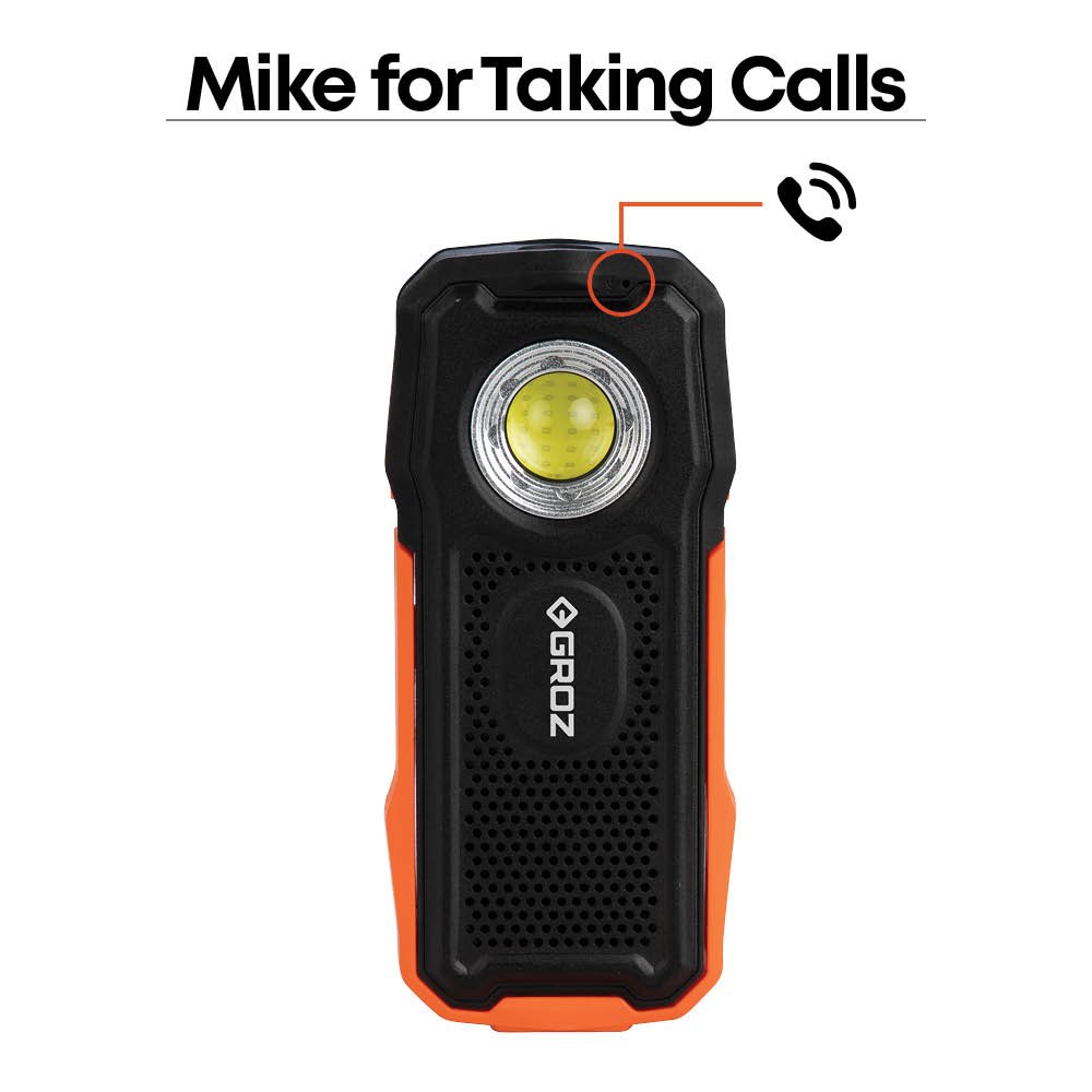 Groz Bluetooth Rechargeable Work Light & Speaker