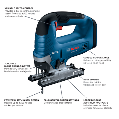 Bosch GST18V-50N 18V Top Handle Jig Saw (Tool Only)