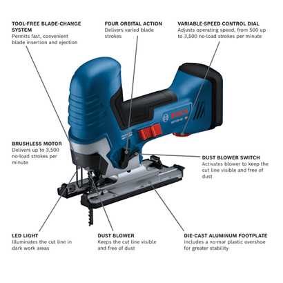 Bosch GST18V-50BN 18V Brushless Barrel-Grip Jig Saw (Tool Only)