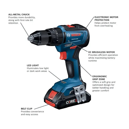 Bosch GXL18V-233B25 Hammer Drill & Impact Driver/Impact Wrench Combo Kit (2 x 4.0 Ah)