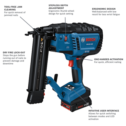 Bosch GNH18V-18MB12 18V 18-Gauge Brad Nailer Kit