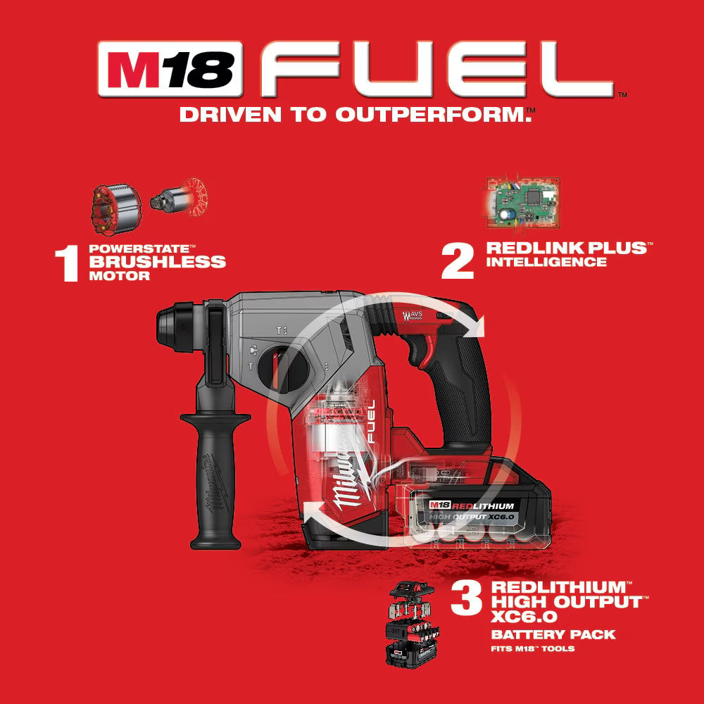 Milwaukee 2912-22 M18 Fuel 1" SDS Plus Rotary Hammer Kit