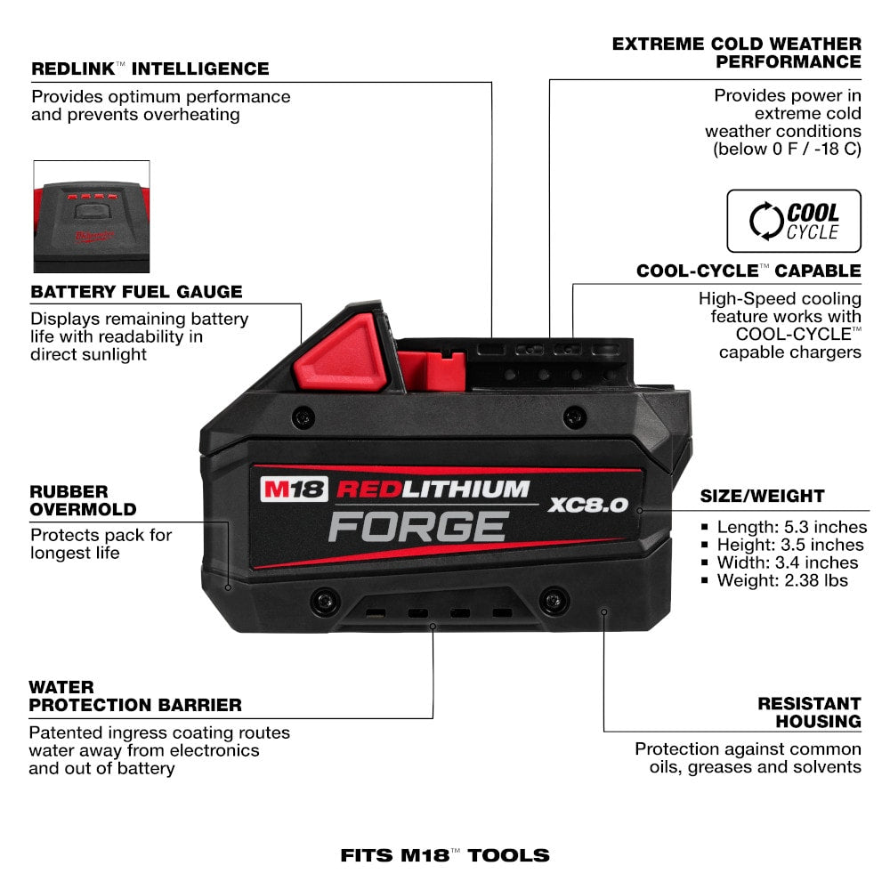 MILWAUKEE 48-59-1881 M18™ REDLITHIUM™ FORGE™ XC8.0 Starter Kit