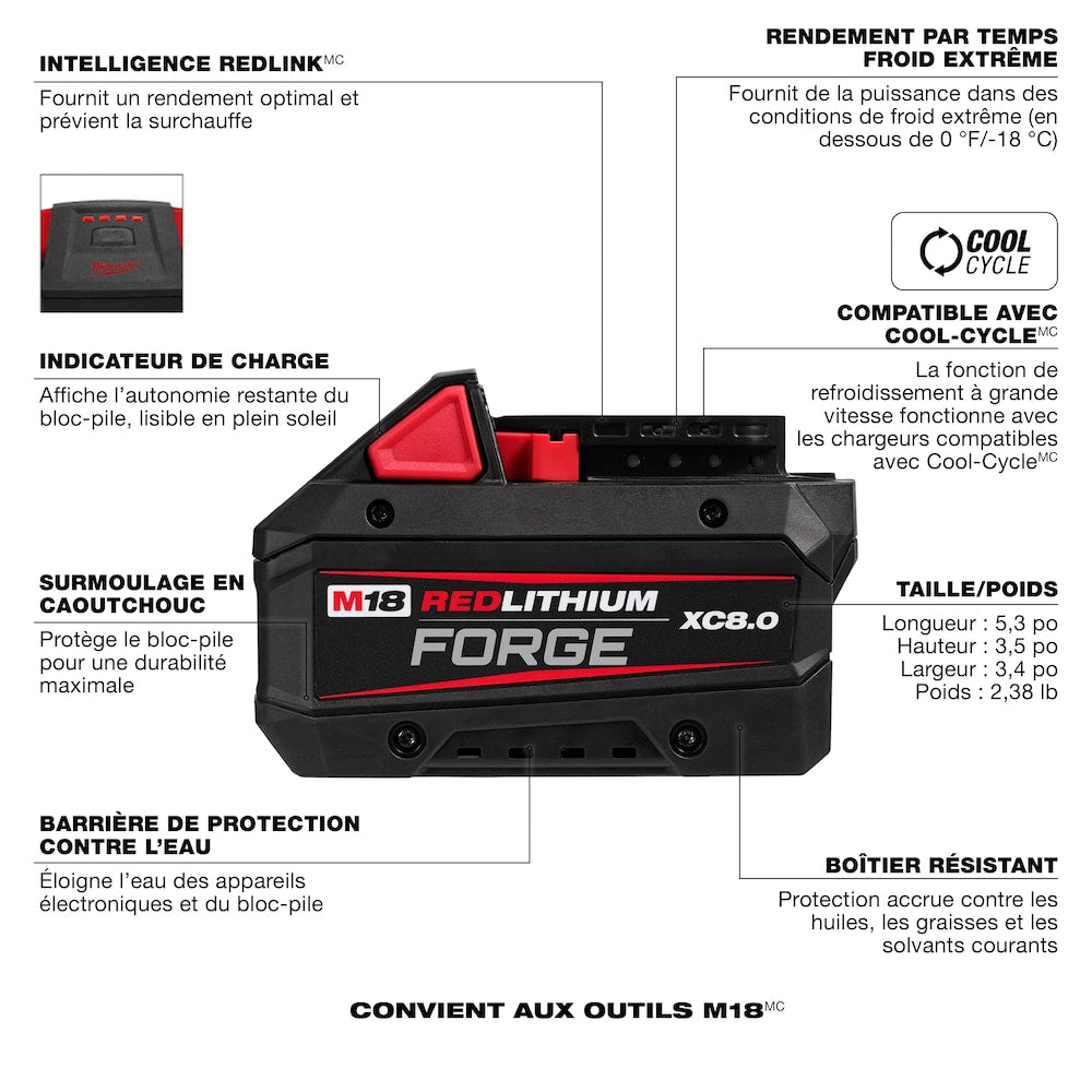 MILWAUKEE 48-59-1881 M18™ REDLITHIUM™ FORGE™ XC8.0 Starter Kit