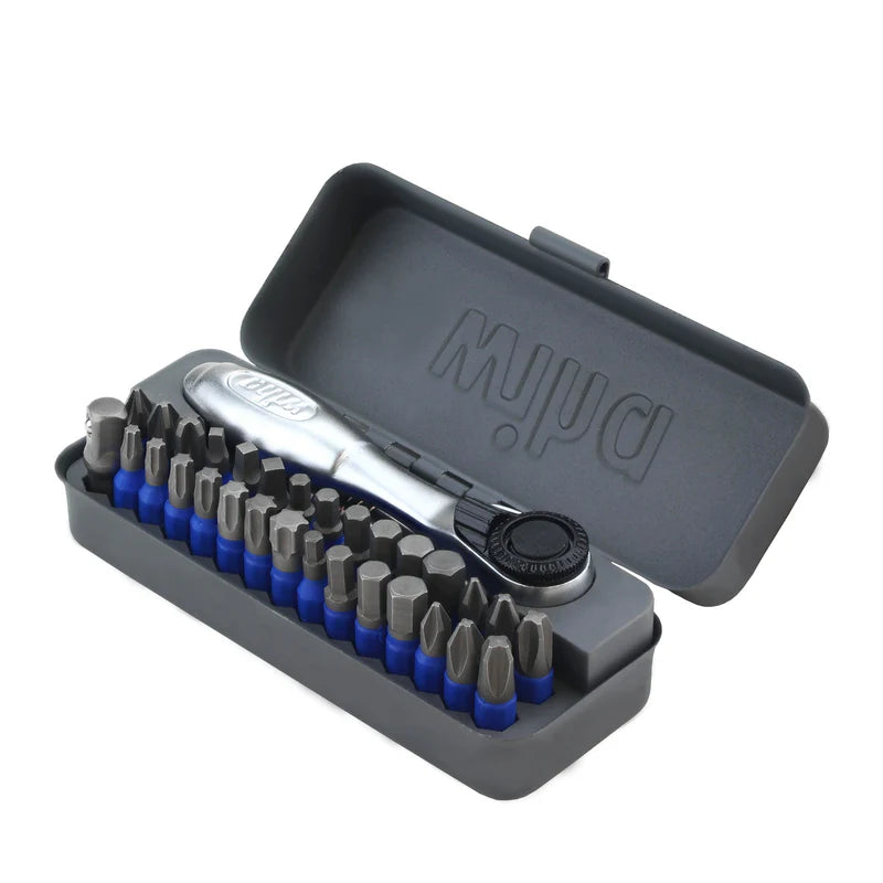WIHA Gobox Terminatorblue Impact Bit Set With Mini Ratchet 32Pc