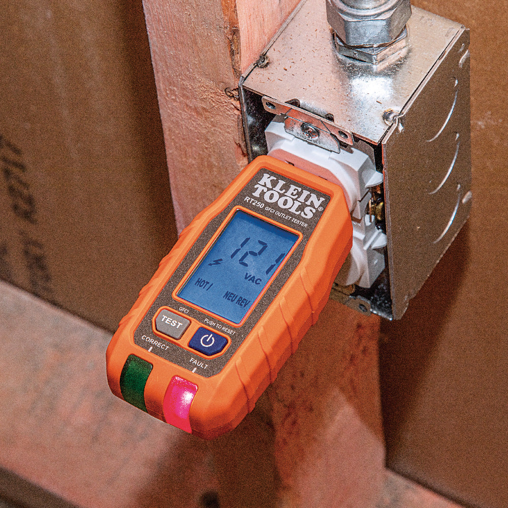 Klein RT250 GFCI Receptacle Tester With LCD