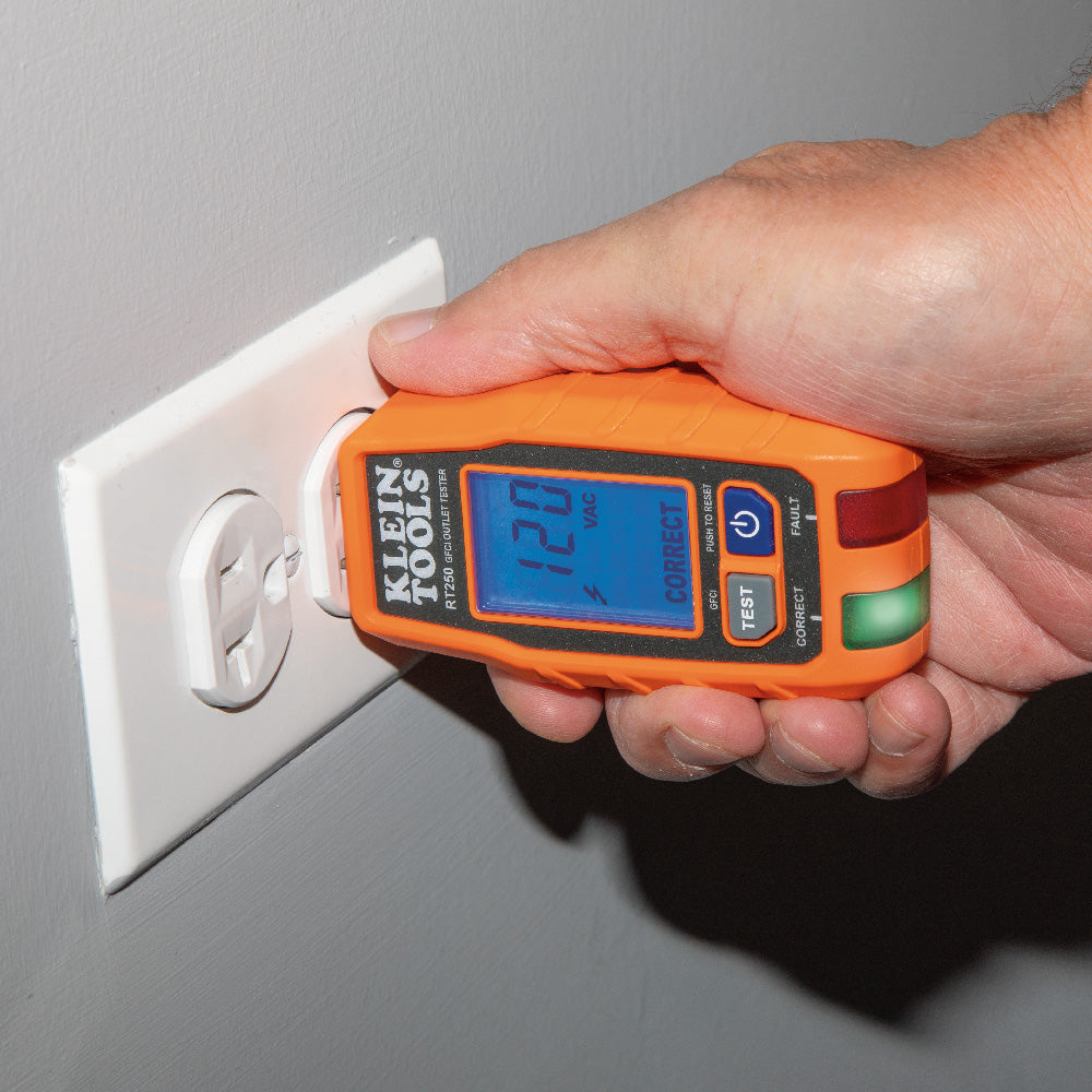 Klein RT250 GFCI Receptacle Tester With LCD