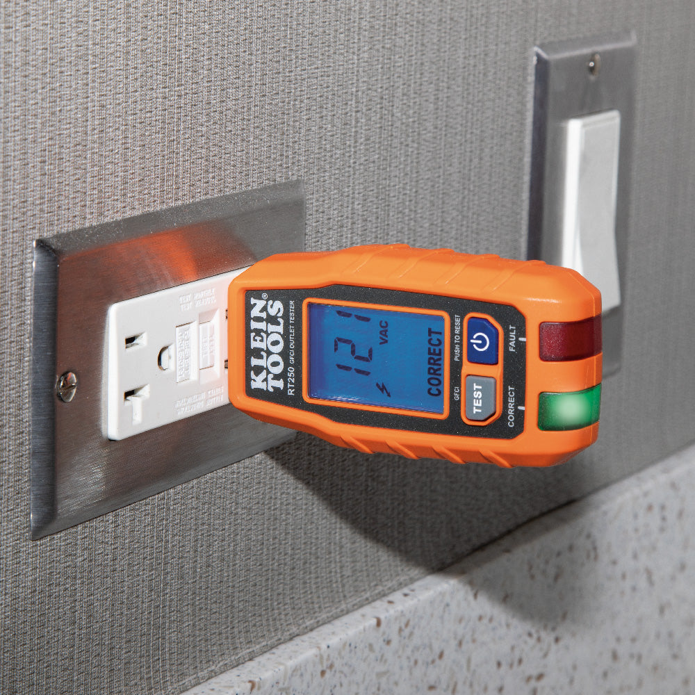 Klein RT250 GFCI Receptacle Tester With LCD