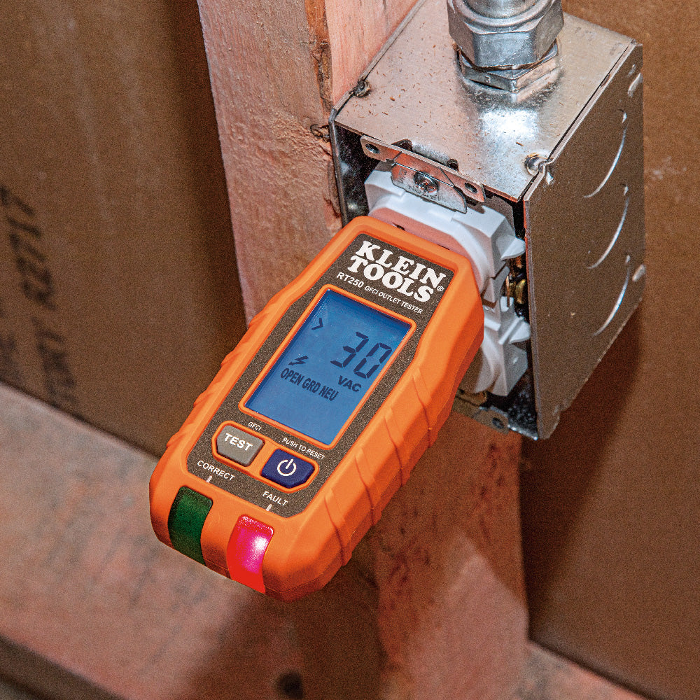 Klein RT250 GFCI Receptacle Tester With LCD