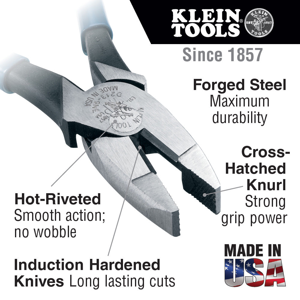 Klein D213-9NE New England Nose Linemans Pliers 9 in.