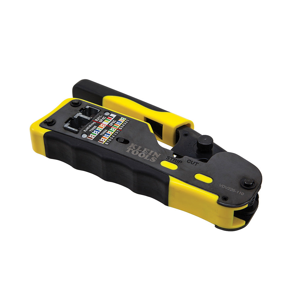 Klein VDV226-110 Ratcheting Ethernet Cable Crimper/Stripper/Cutter for Pass-Thru
