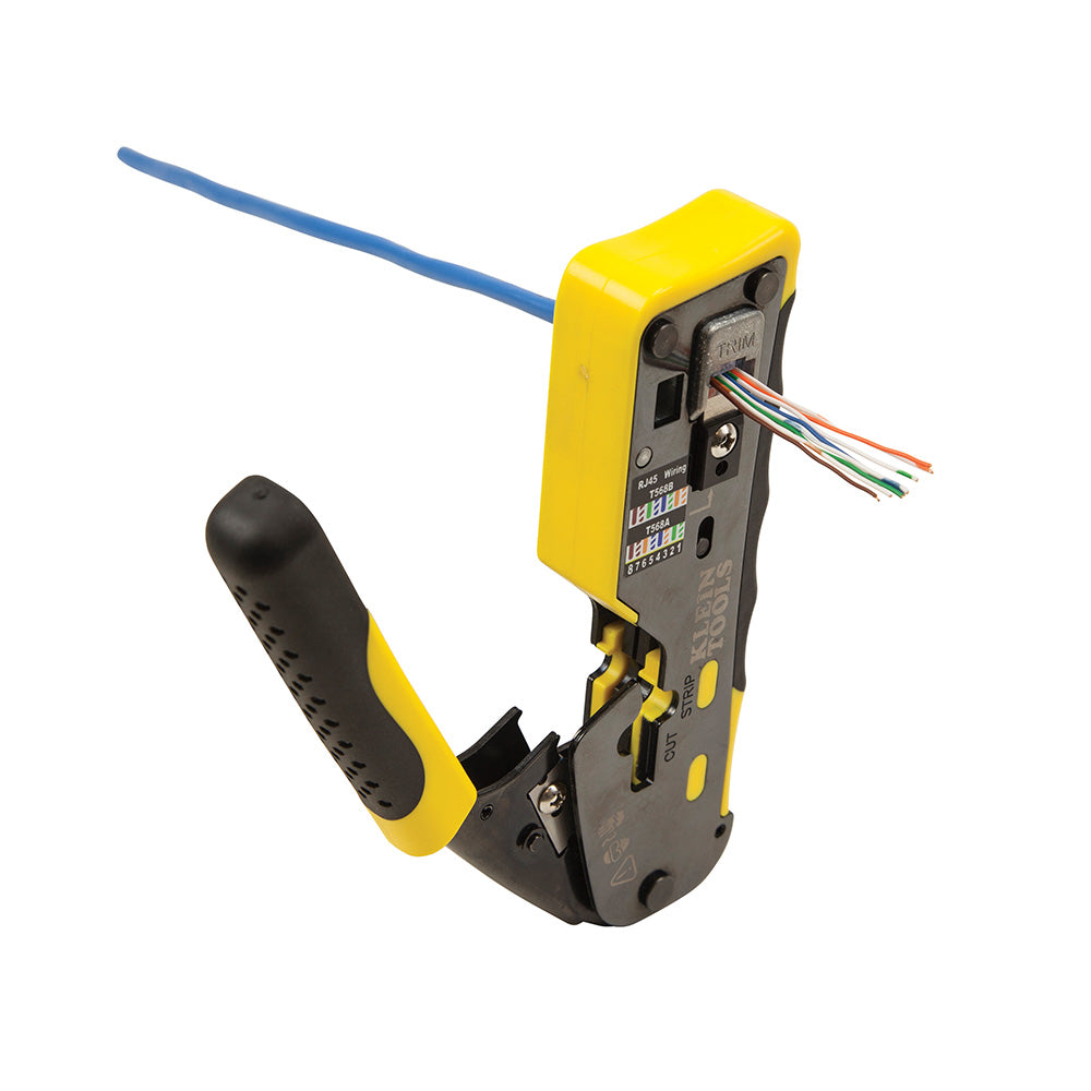 Klein VDV226-110 Ratcheting Ethernet Cable Crimper/Stripper/Cutter for Pass-Thru