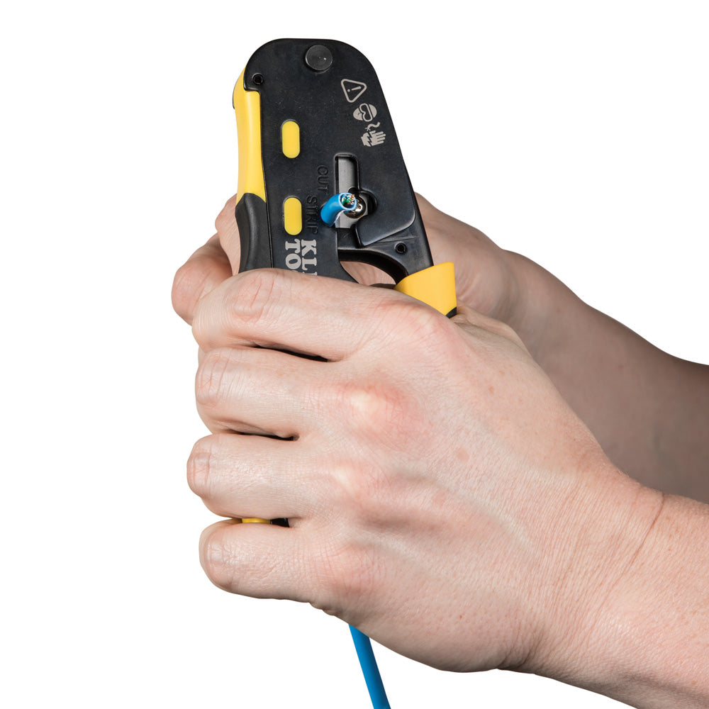 Klein VDV226-110 Ratcheting Ethernet Cable Crimper/Stripper/Cutter for Pass-Thru