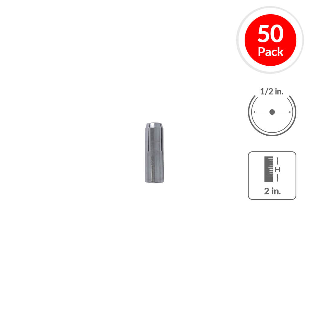 DEWALT POWERS 06308 1/2 in. x 2 in. STEEL DROPIN Carbon Steel Smooth Wall Internally Threaded Expans