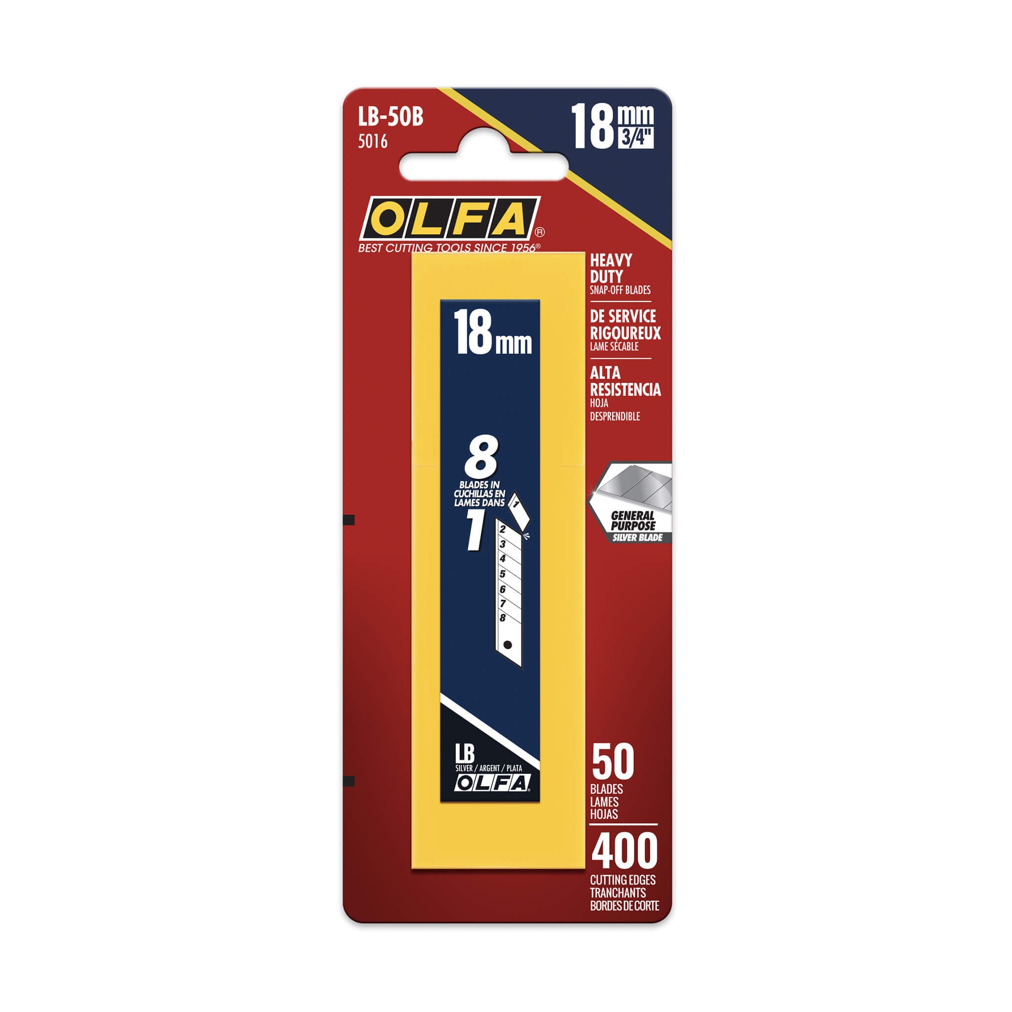 OLFA 5016 LB-50B 18mm Heavy-Duty General Purpose Snap-Off Utility Blades (50-Pack)