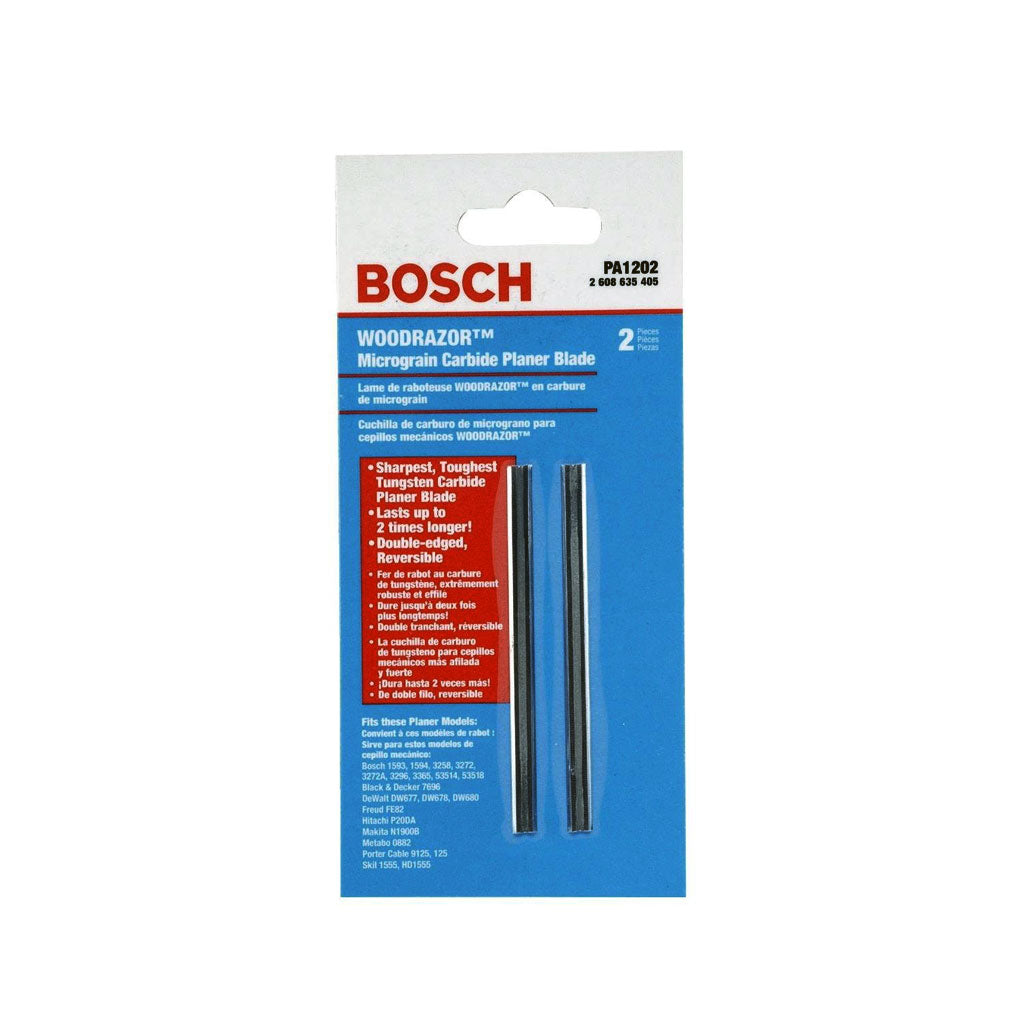 BOSCH PA1202 3-1/4 in. WOODRAZOR Micrograin Tungsten Carbide Planer Blade (2-Pack)