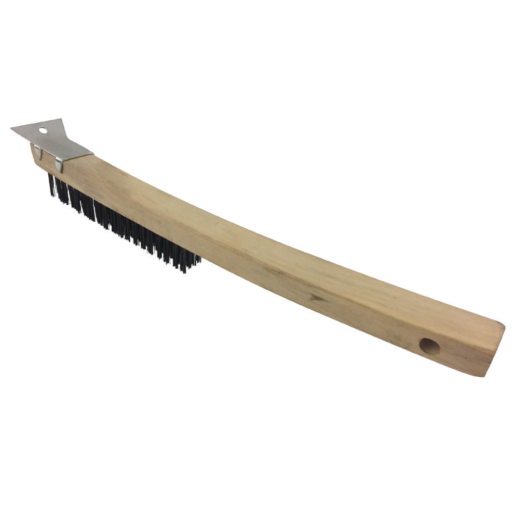 Bennett 777-WIRE Wooden Handle 4-Row Wire Brush with Flat Scraper Tip