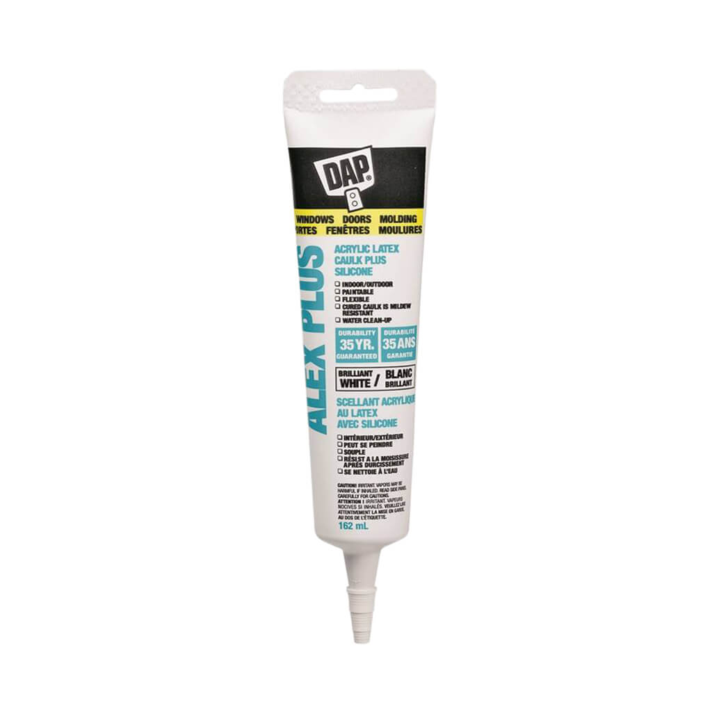 DAP 74852 162-mL White ALEX PLUS Acrylic Latex Caulk Plus Silicone Squeeze Tube