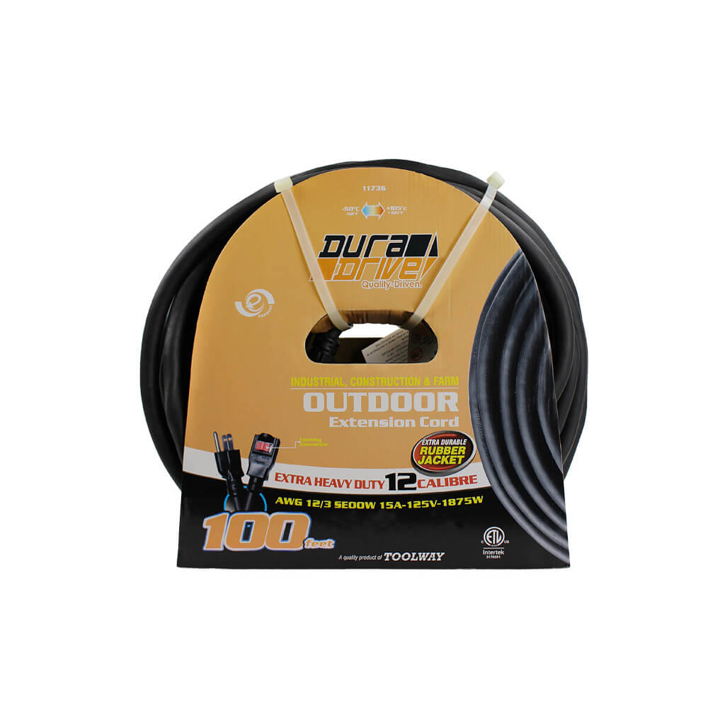 DuraDrive 100 ft. SEOOW Single Tap Locking Connector Extension Cord