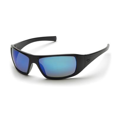 Pyramex Goliath Black Frame Safety Glasses with Ice Blue Mirror Lens