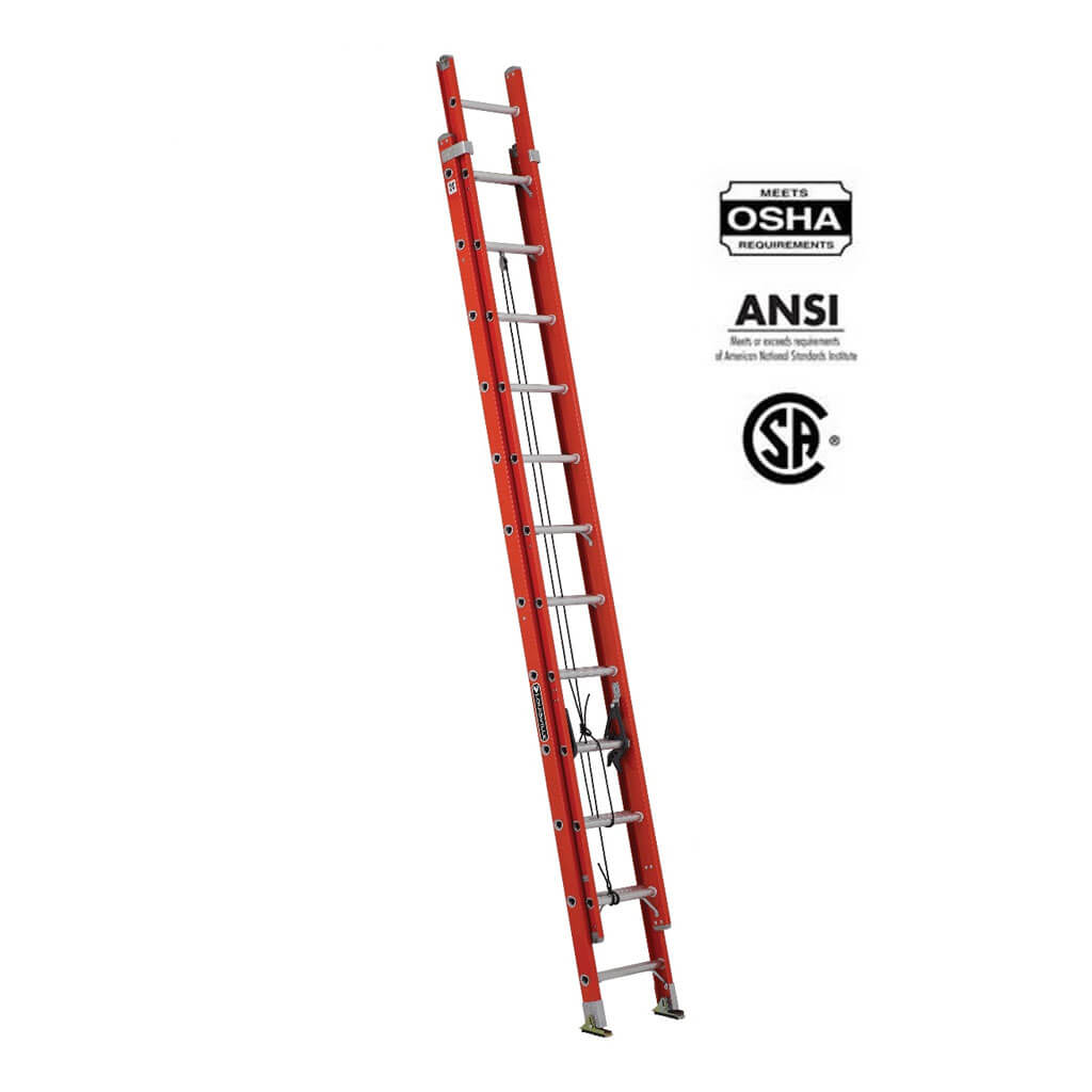 LOUISVILLE FE3224 24 ft. Fibreglass Multi-Section Extension Ladder with 300 lb. Load Capacity Type IA Duty Rating