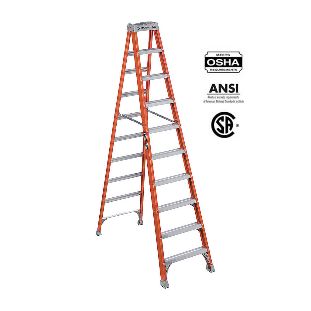 Louisville FS1510 10 ft. Fiberglass Step Ladder, 300 Lbs. Grade 1A