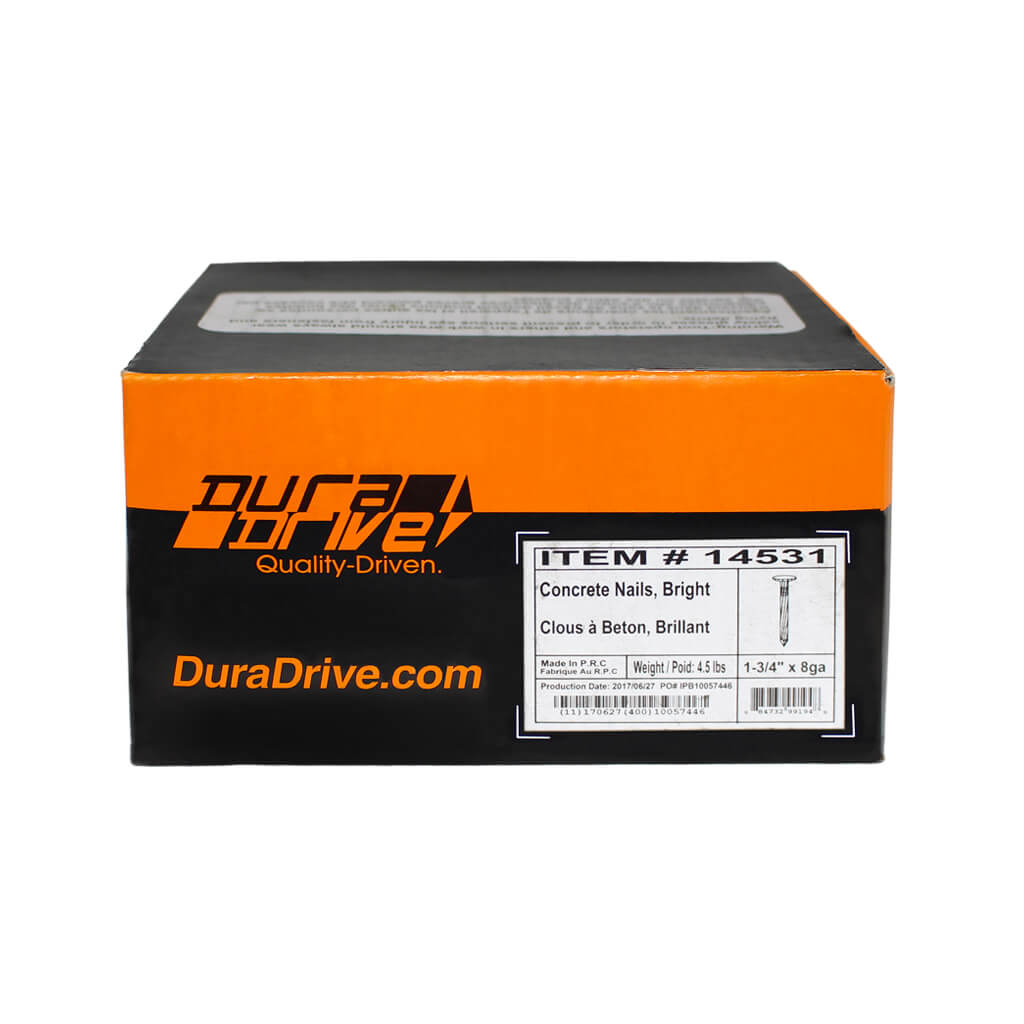 DuraDrive 1-3/4 in. 8-Gauge Bright Finish Fluted Spiral Shank Concrete Nails (4.5 lb. per Box)