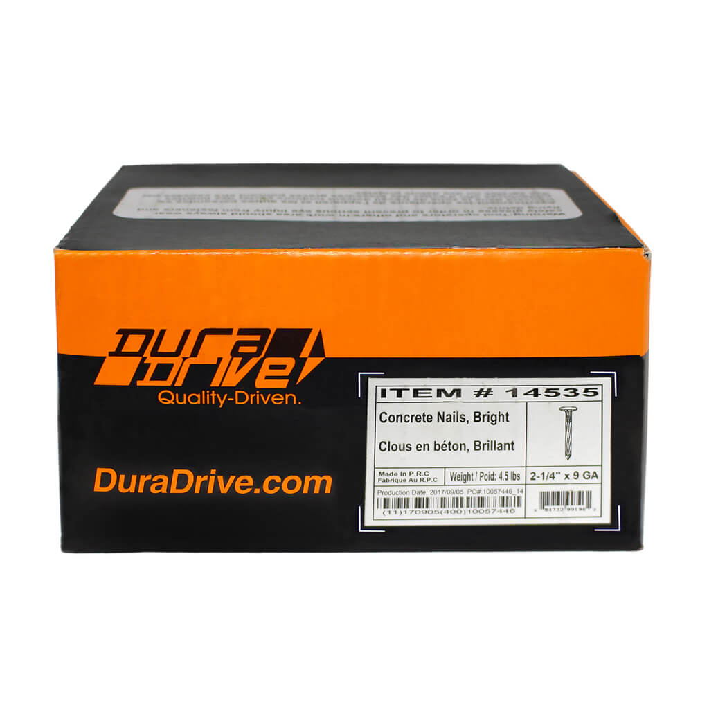 DuraDrive 1 in. 9-Gauge Bright Finish Fluted Spiral Shank Concrete Nails (4.5 lb. per Box)