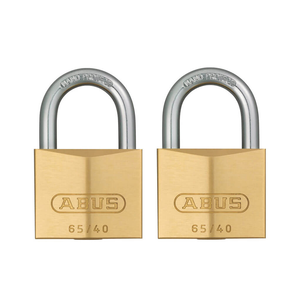 ABUS 65/40-TWIN 1-1/2 in. Body x 7/8 in. Shackle Solid Brass Padlock (2-Pack)