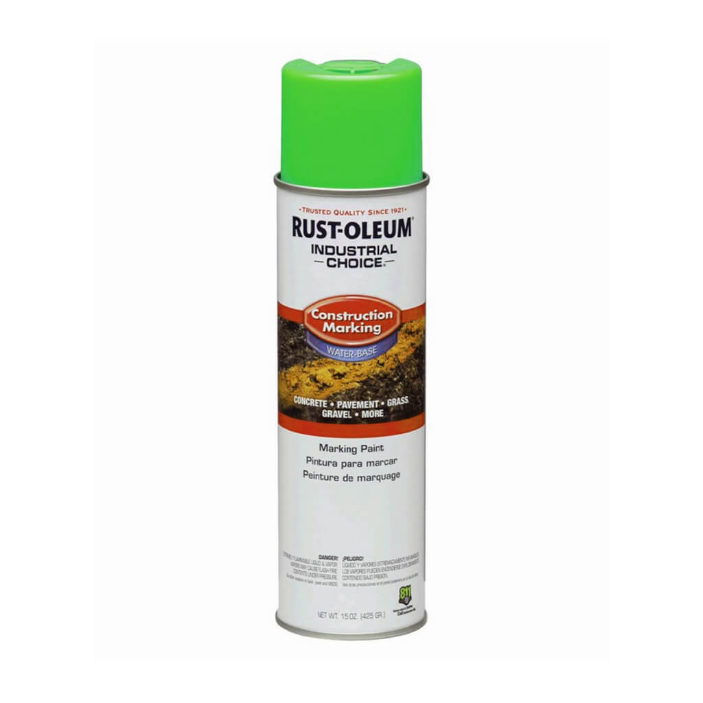 Rust-Oleum 264700 17 oz. M1400 Fluorescent Green Water-Based Upside-Down Construction Marking Spray Paint