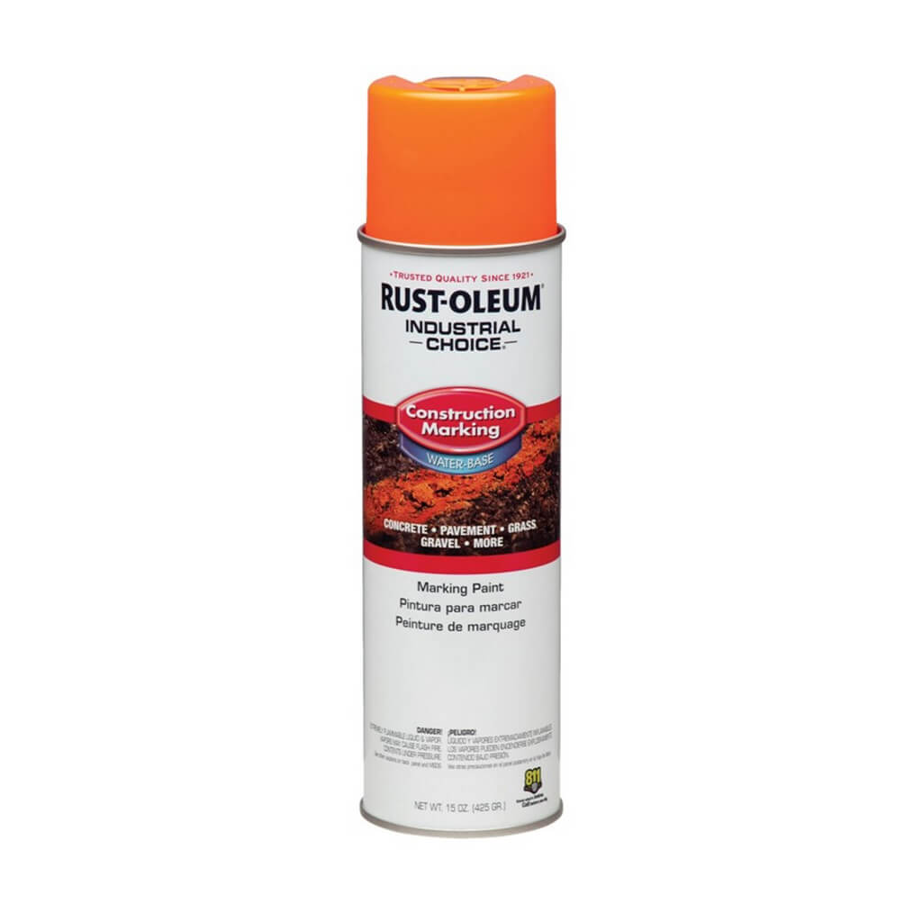 Rust-Oleum 264697 17 oz. M1400 Fluorescent Orange Water-Based Upside-Down Construction Marking Spray Paint